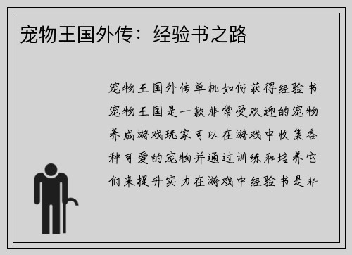 宠物王国外传：经验书之路